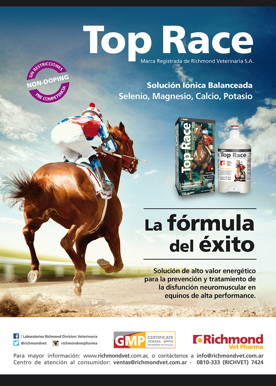 Aviso para producto Top Race de Richmond Vet Pharma - Limonero Comunicación Visual